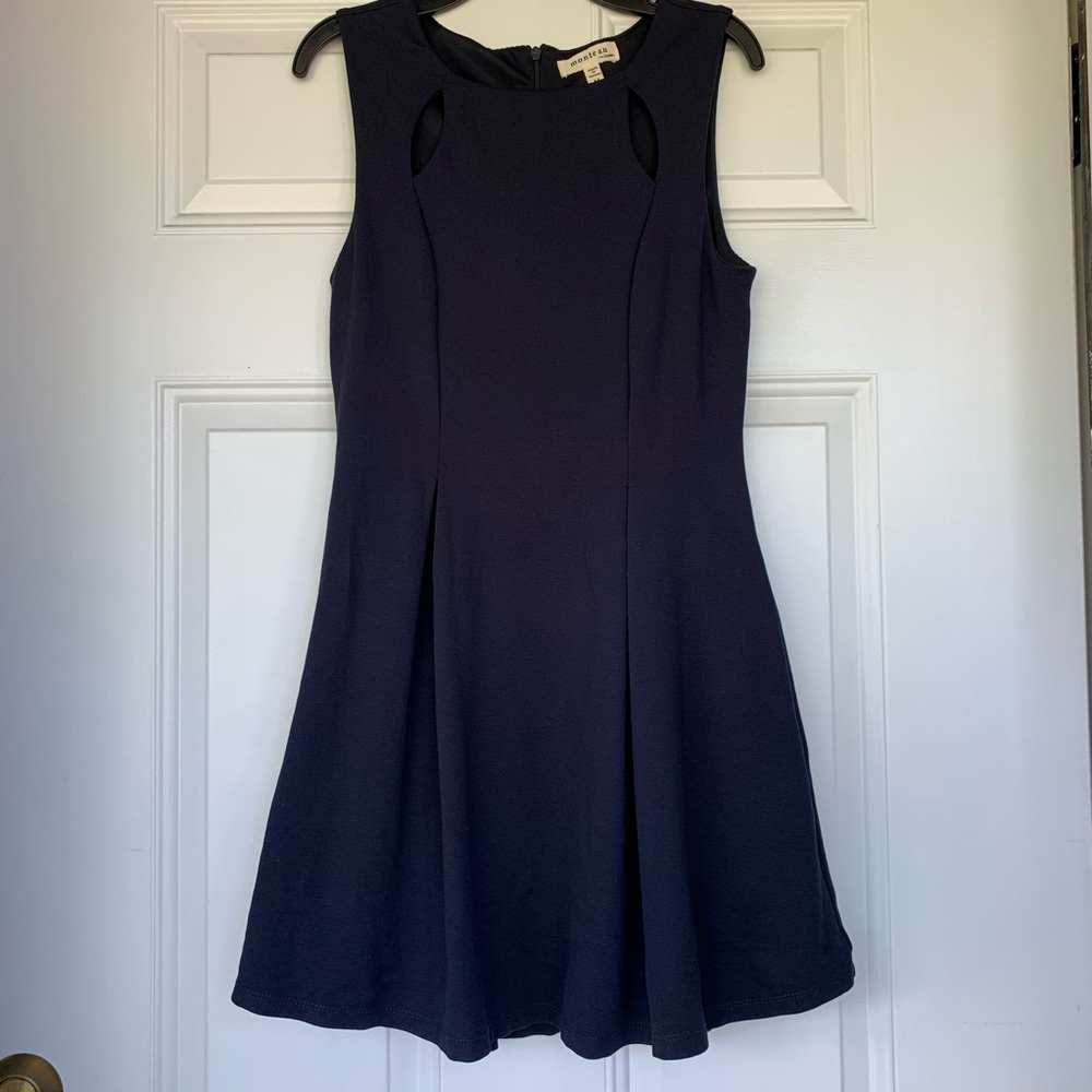 Monteau Keyhole Fit & Flare Dress Navy - size Med